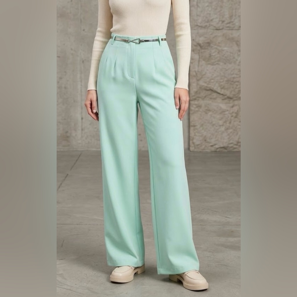 “Love & Piece”Collective. Mint Green Women’s Wide-Leg Pants Dressy Casual